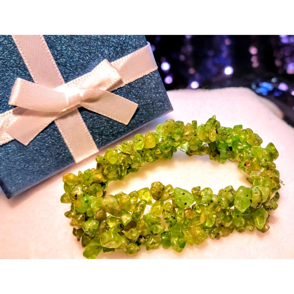NEW Green Gemstone Chip Bracelet Women's Fashion Jewelry Gift Idea